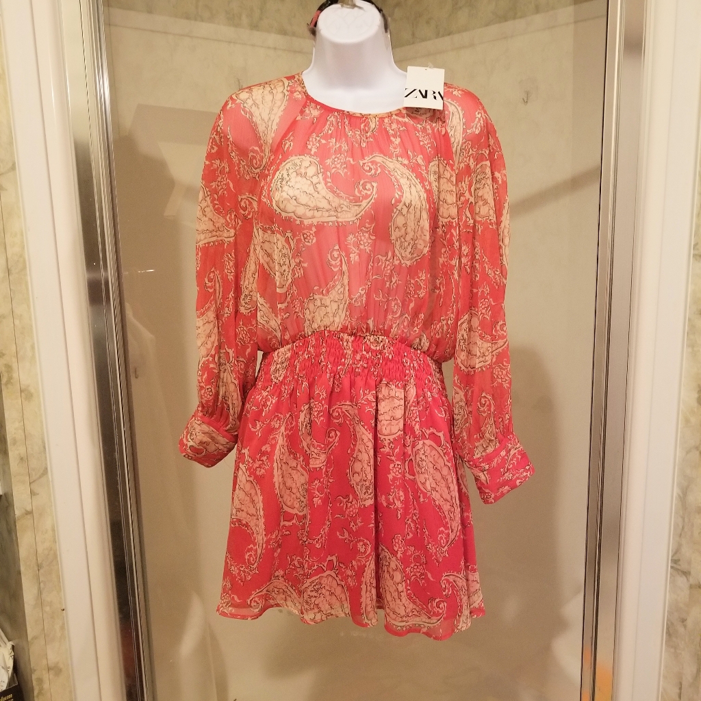 Nwt Size S, Zara Red Printed Mini Dress